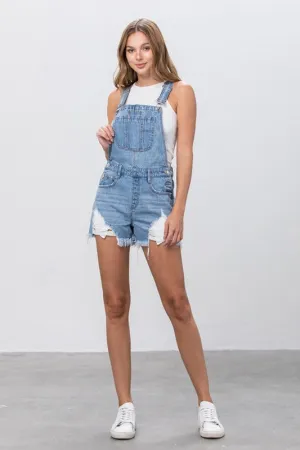 Distressed Zola Overall Shorts