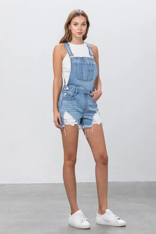 Distressed Zola Overall Shorts