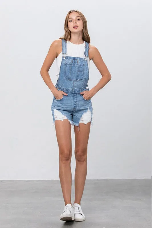 Distressed Zola Overall Shorts