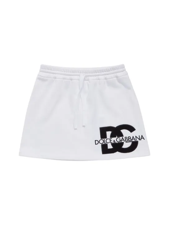 Dolce&amp;Gabbana   Logo embroidered cotton skirt 