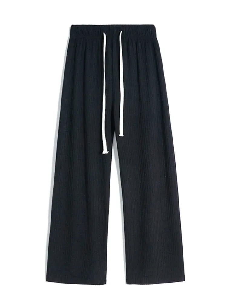 Drawstring Waist Straight Leg Pants Spring New High Waist Casual Slacks Pants Women Ankle-Length Long Trousers Female C-227