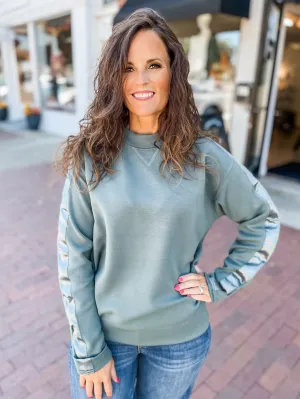 Dusty Olive Satin Detail Modal Pullover