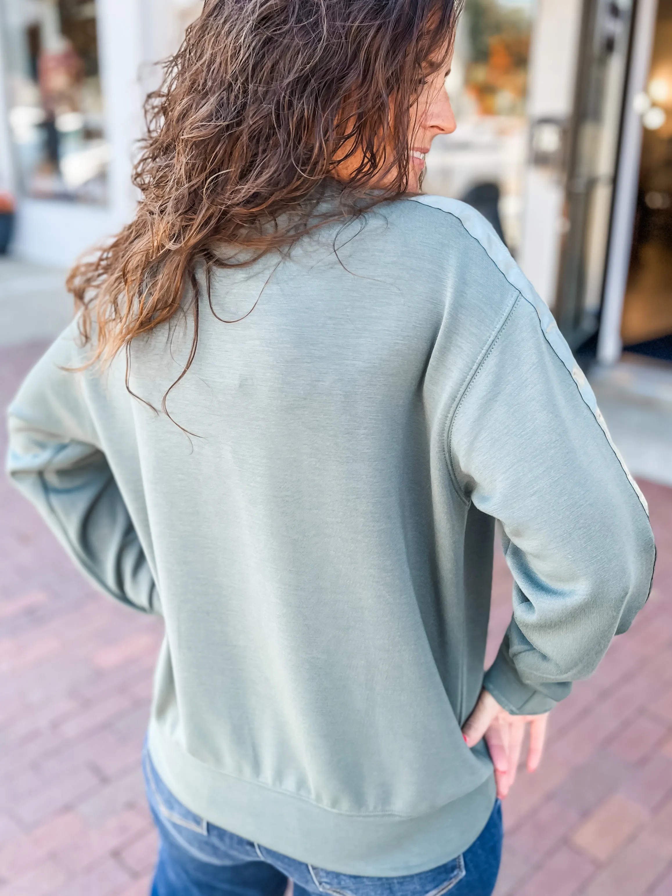 Dusty Olive Satin Detail Modal Pullover