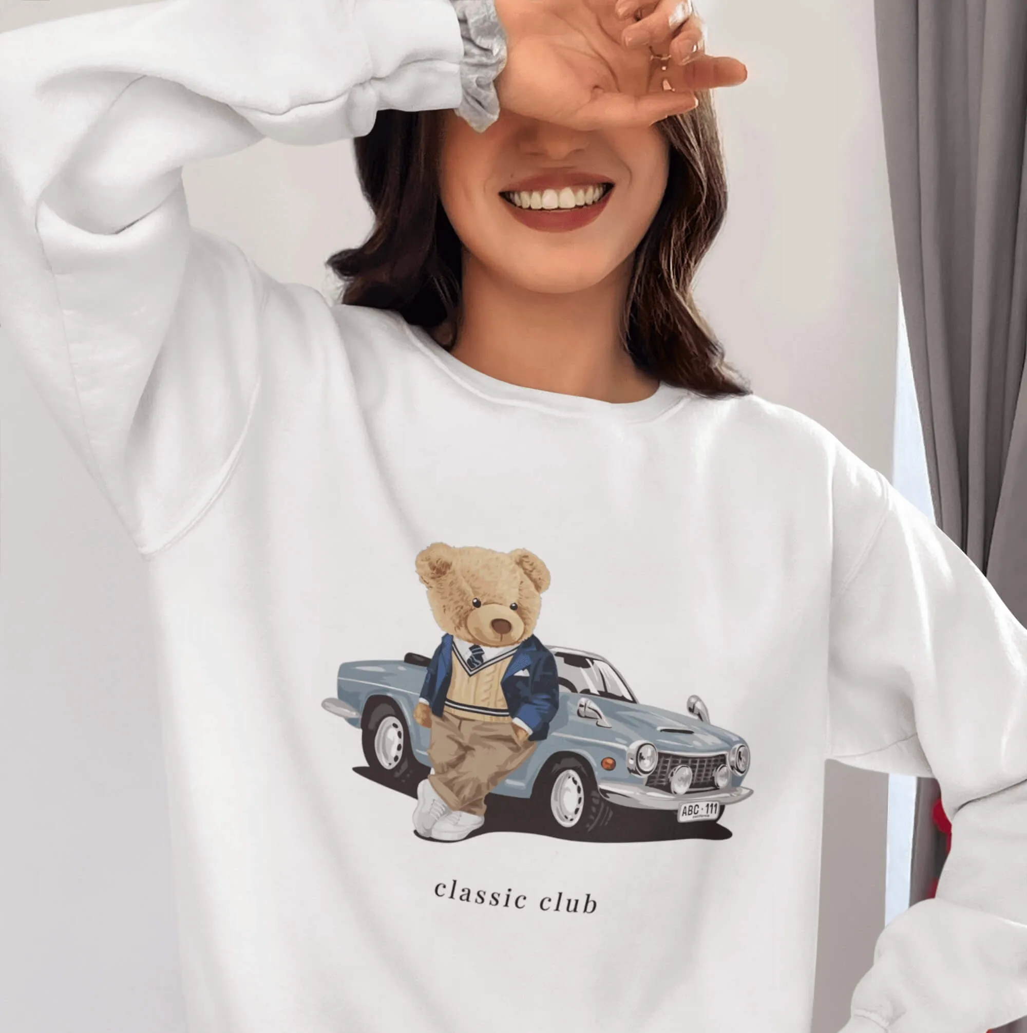 Eco-Friendly Vintage Car Bear Pullover