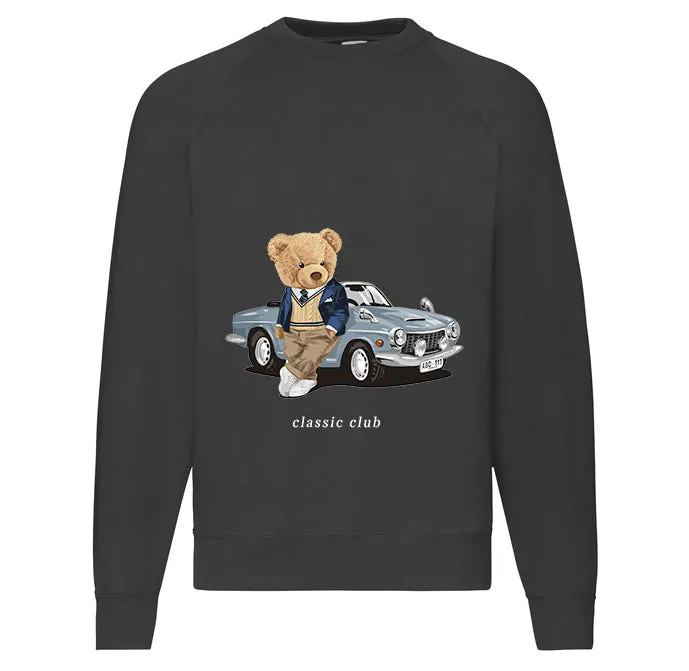 Eco-Friendly Vintage Car Bear Pullover