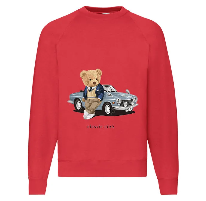 Eco-Friendly Vintage Car Bear Pullover