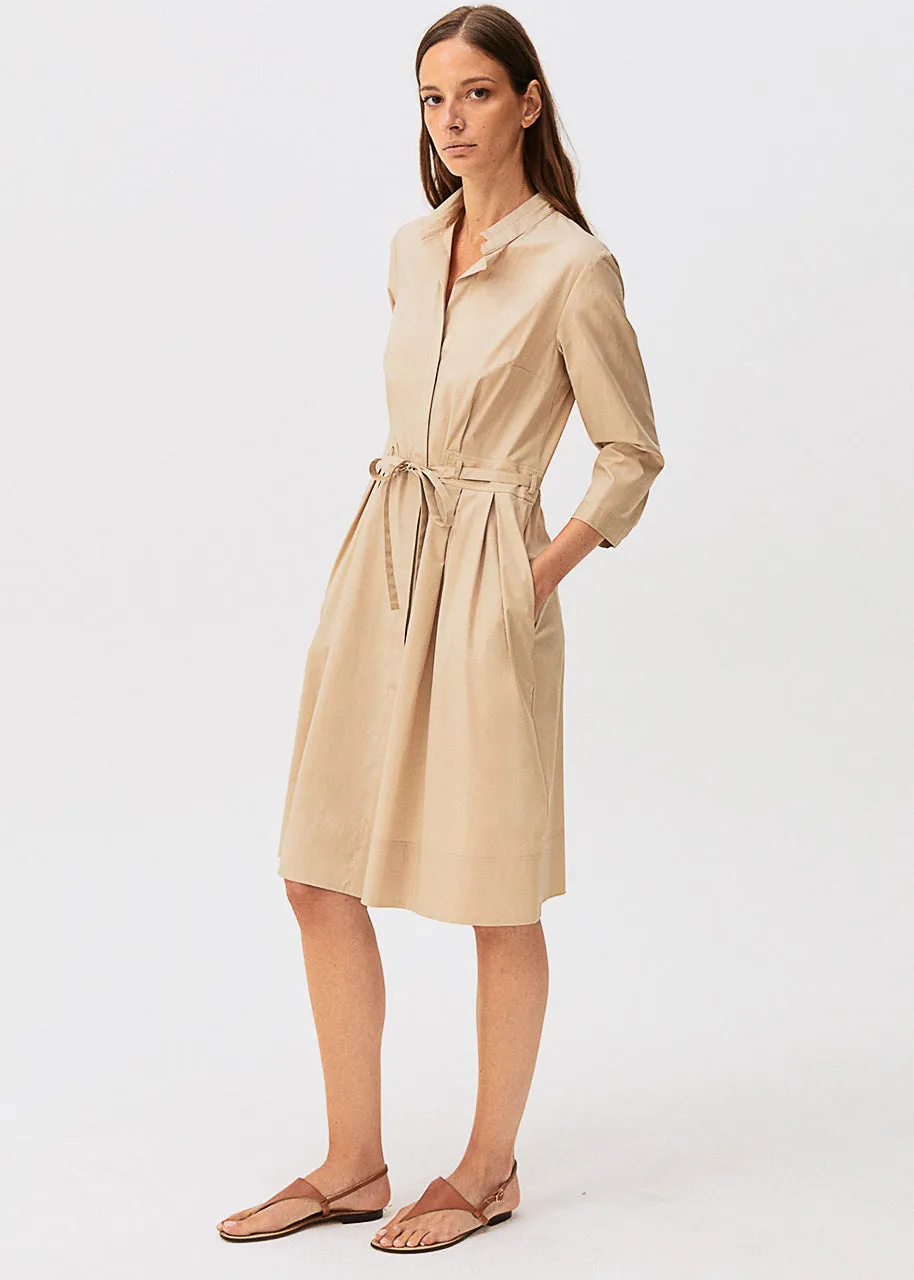 Elbow Sleeve Dress - Beige