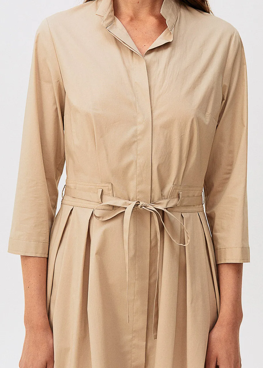 Elbow Sleeve Dress - Beige