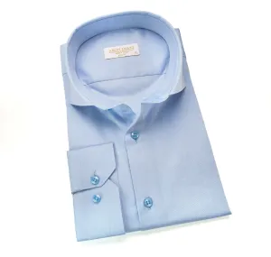 Experience superior tailoring with ARON IMANI's Men's Button Down Dress Shirt, Slim Fit, European Made. | 114 Sky Blue