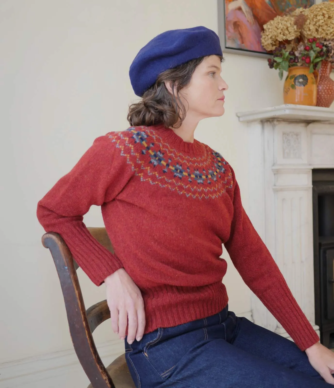 Fair Isle Crew Neck Jumper - Autumn Berry