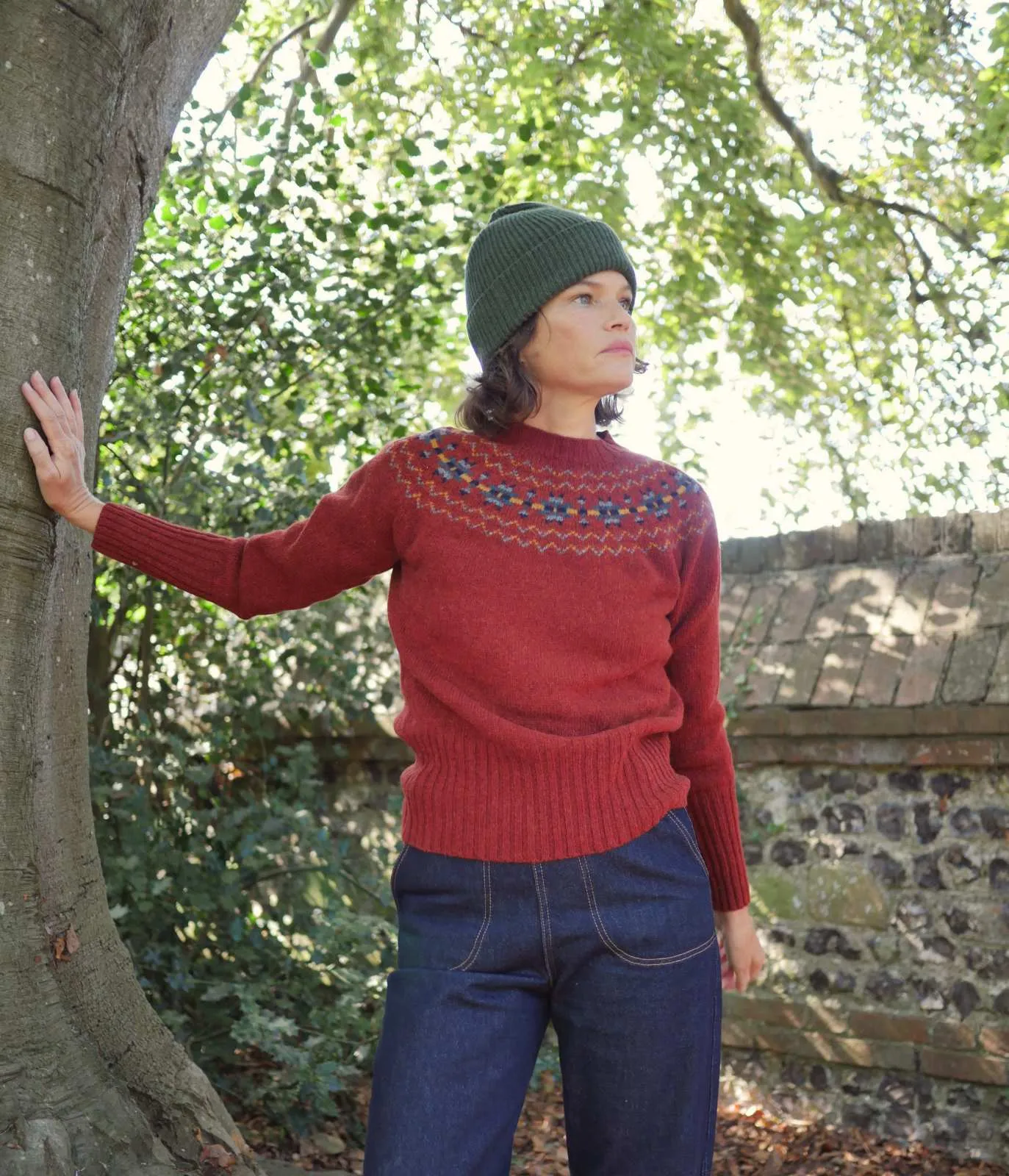 Fair Isle Crew Neck Jumper - Autumn Berry