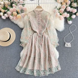 Fairy Sweet Dress Spring Girls Embroidered Lace Skirt 1109