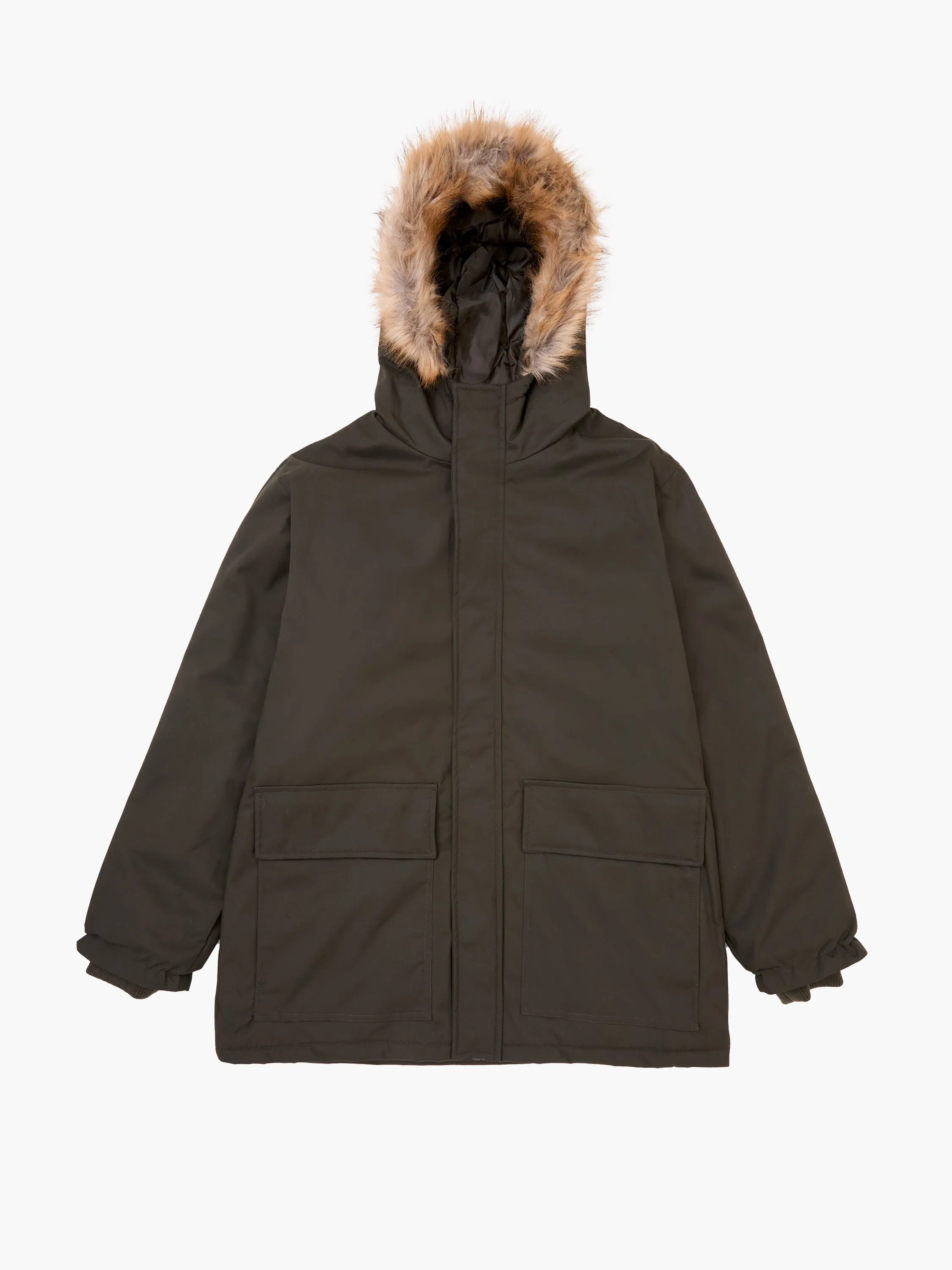 Faux Fur Hooded Long Parka Jacket