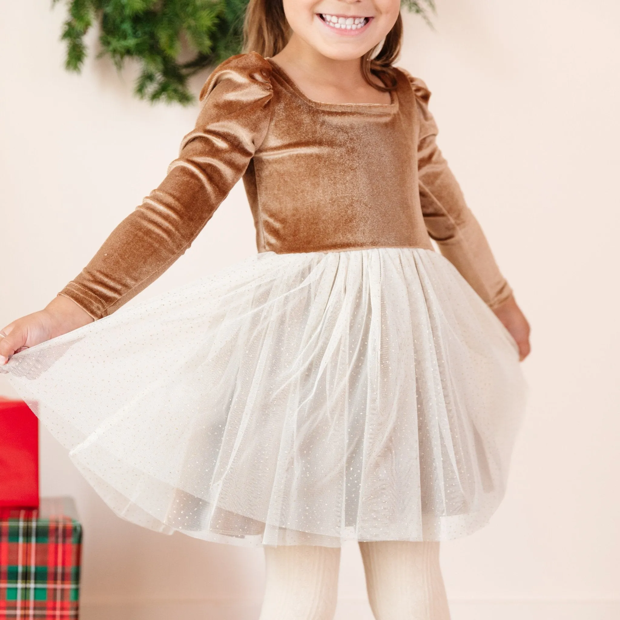 Fawn Velvet Sparkle Tutu Dress