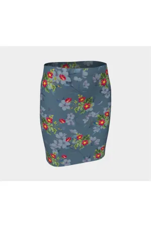 Floral Gray Fitted Skirt