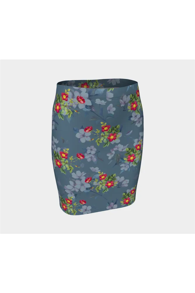 Floral Gray Fitted Skirt