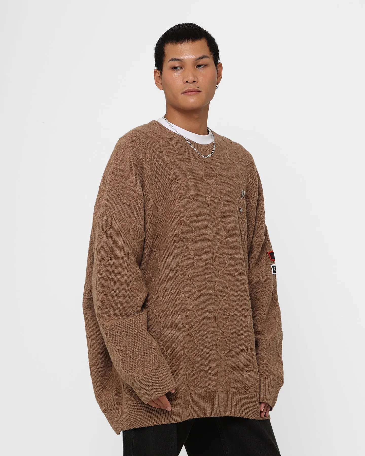 Fred Perry X Raf Simons Patched Oversized Jumper Almond