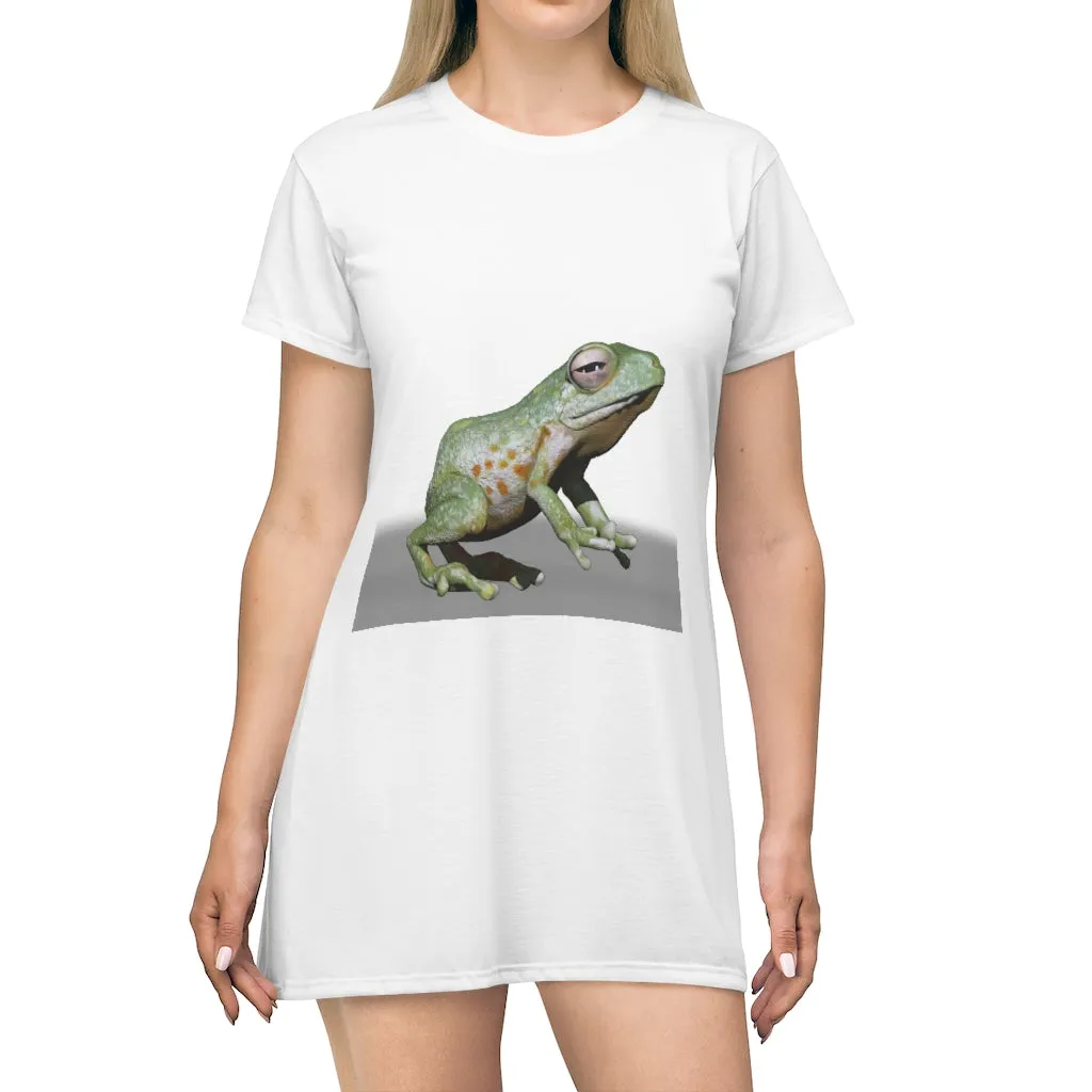 Frog All Over Print T-Shirt Dress