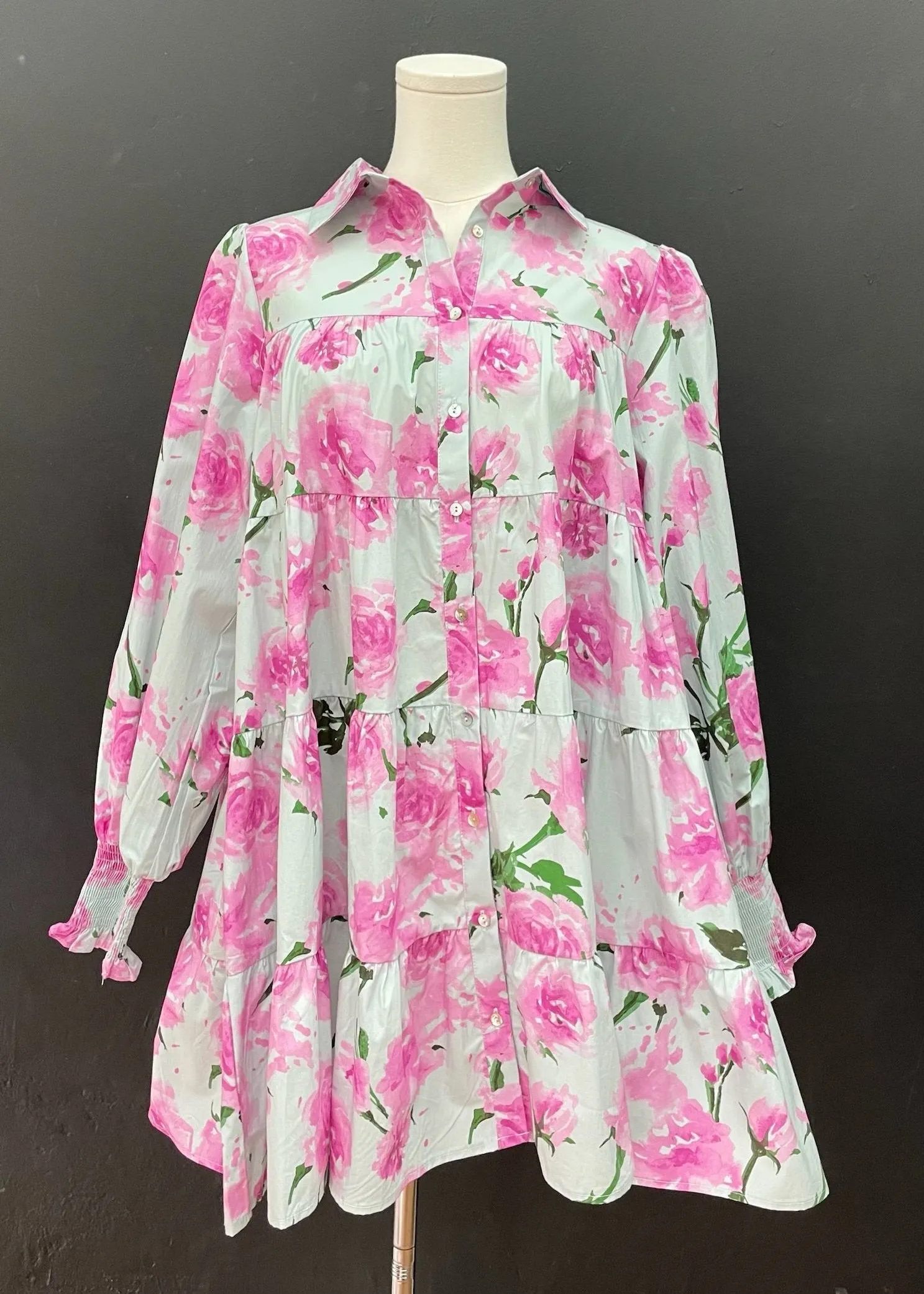 From the Start Floral Shirt Dress - Pink