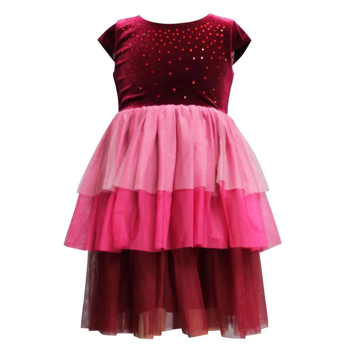 Girls Velvet to Cascade Dress