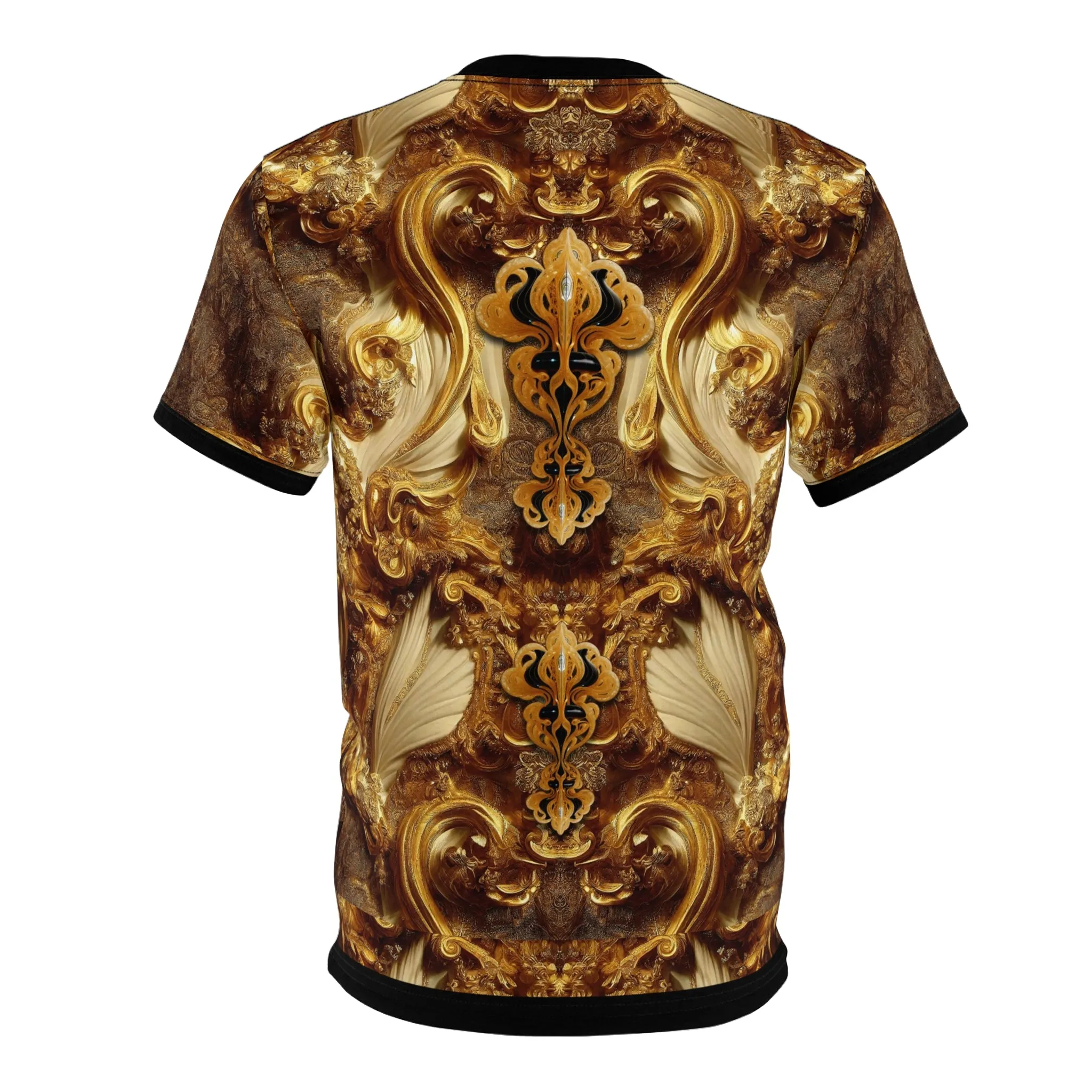 Gold Carving T-Shirt Unisex All Over Print Tee Ornate Brown Unisex T-Shirt Baroque Tee