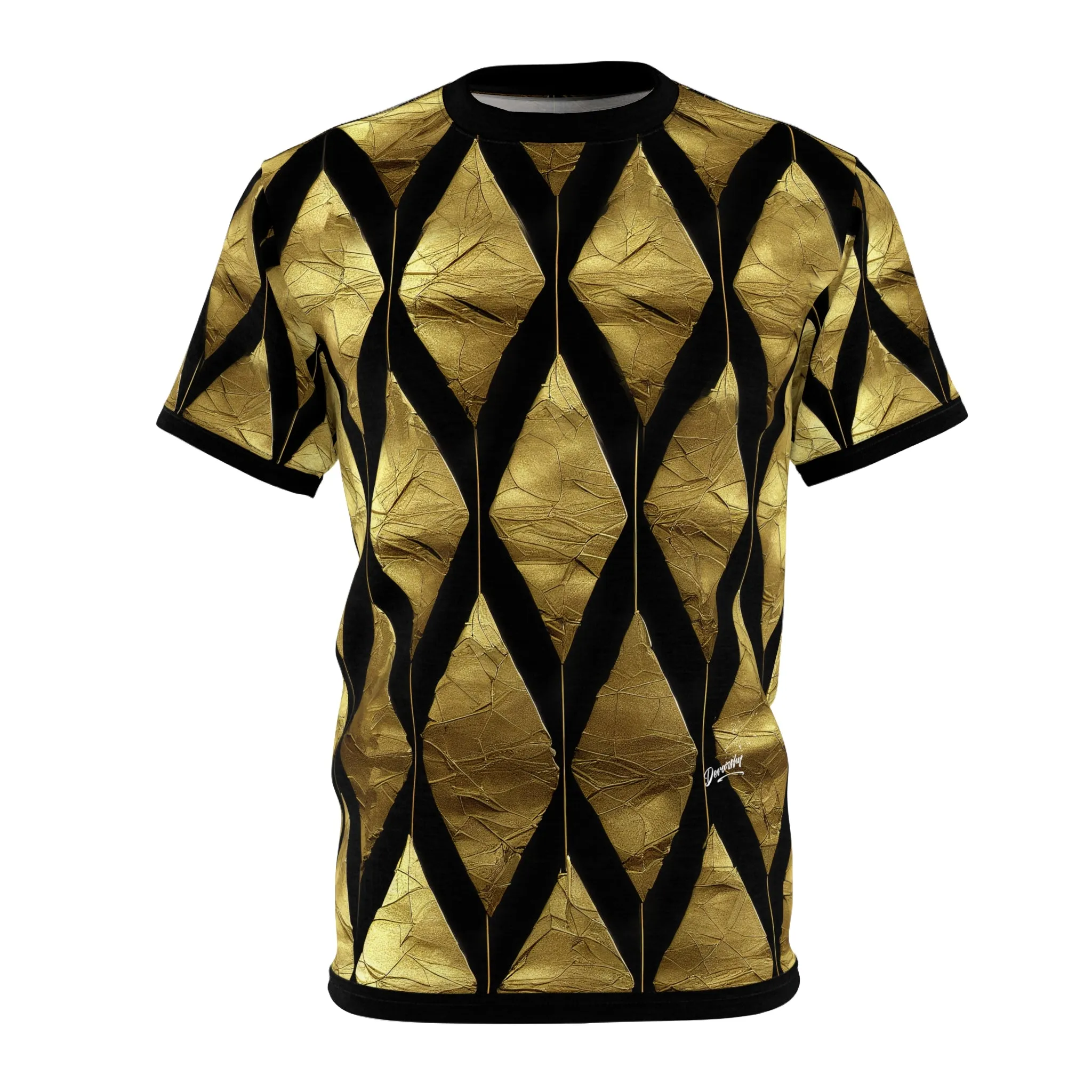 Gold Pattern Unisex T-Shirt All Over Print Tee Gold and Black T-Shirt Unisex Tee | X3348B