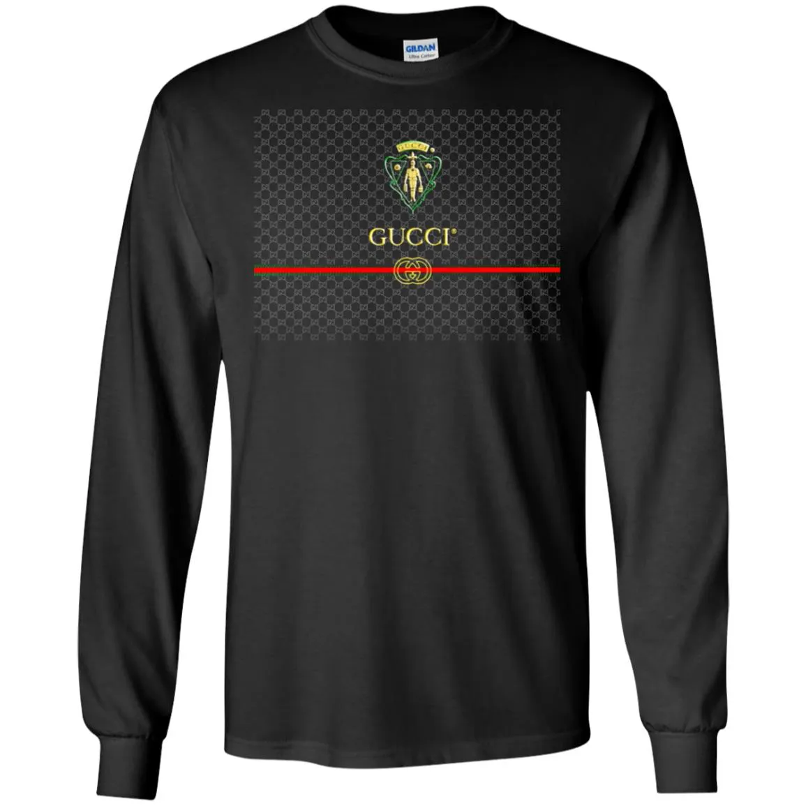 Gucci Graphic Logo Black T-shirt Men Long Sleeve Shirt