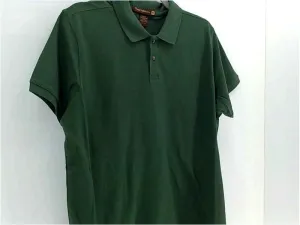 Harriton Mens Polo Regular Pull on Shirt Color Dark Green Size Small