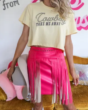 Haylee Hot Pink Fringe Mini Skirt