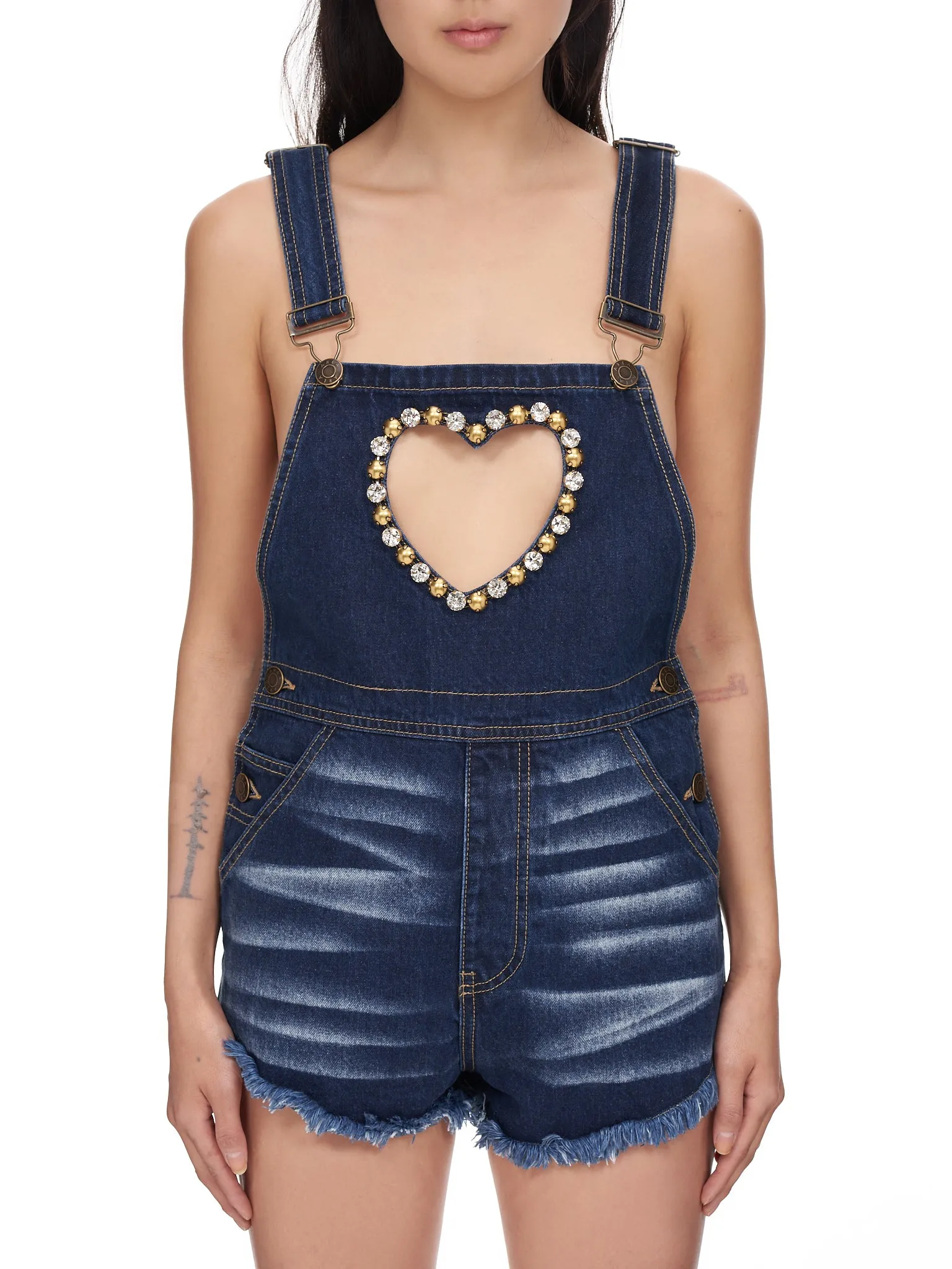 Heart Cutout Overall (2201JS02026-WASHED-INDIGO)