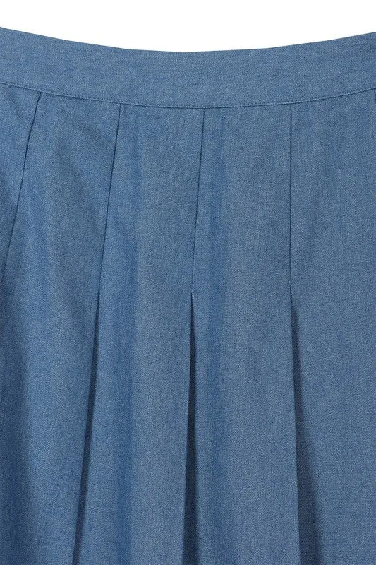 High waisted blue tennis skirt