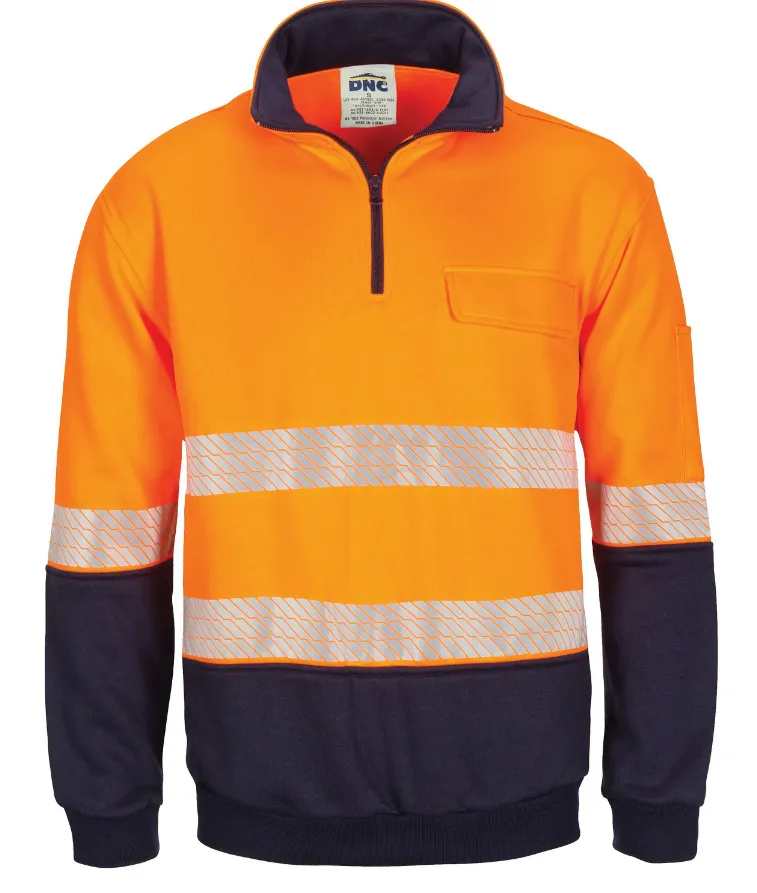 HIVIS Segment Taped 1/2 Zip Fleecy Windcheater