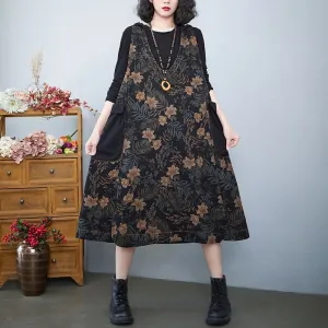 Hooded Floral Overall Dress