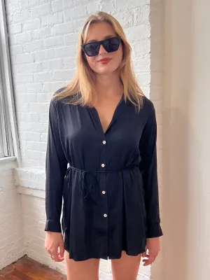 HUNTER SHIRT ROMPER IN BLACK