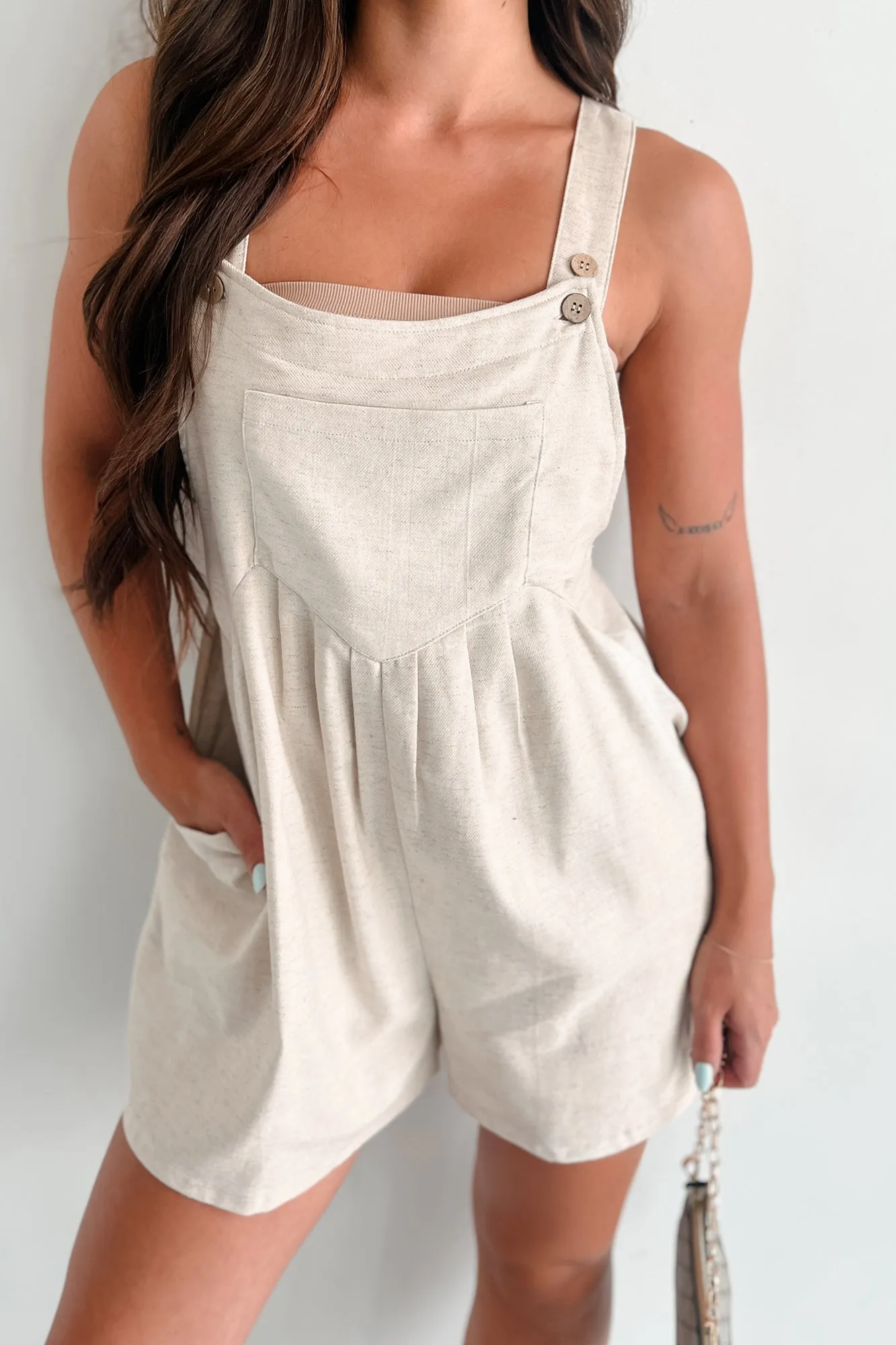 Idyllic Breeze Overall Romper (Oatmeal)