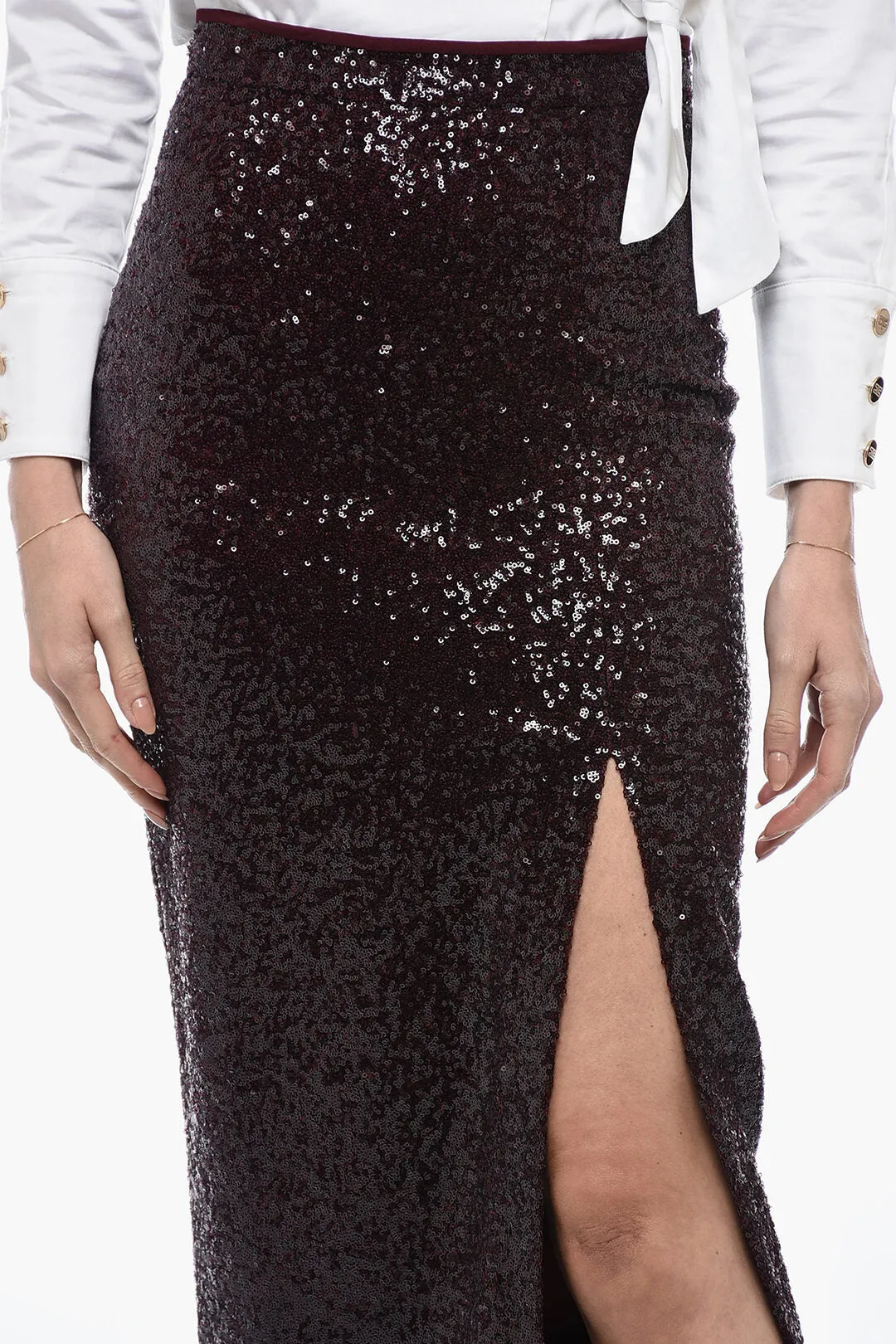 In The Mood For Love Sequined TILO Skirt with Front Slit