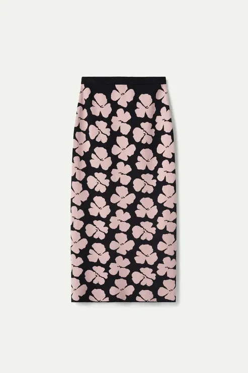 Jacinto Floral Print Jacquard Knit Skirt