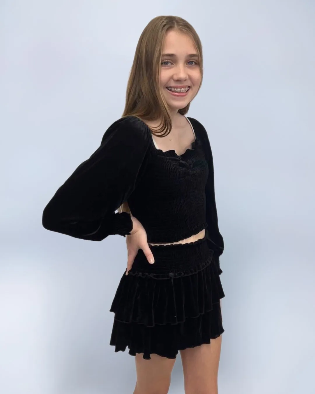 Katie J *GIRLS* Bianca Skirt - BLACK VELVET