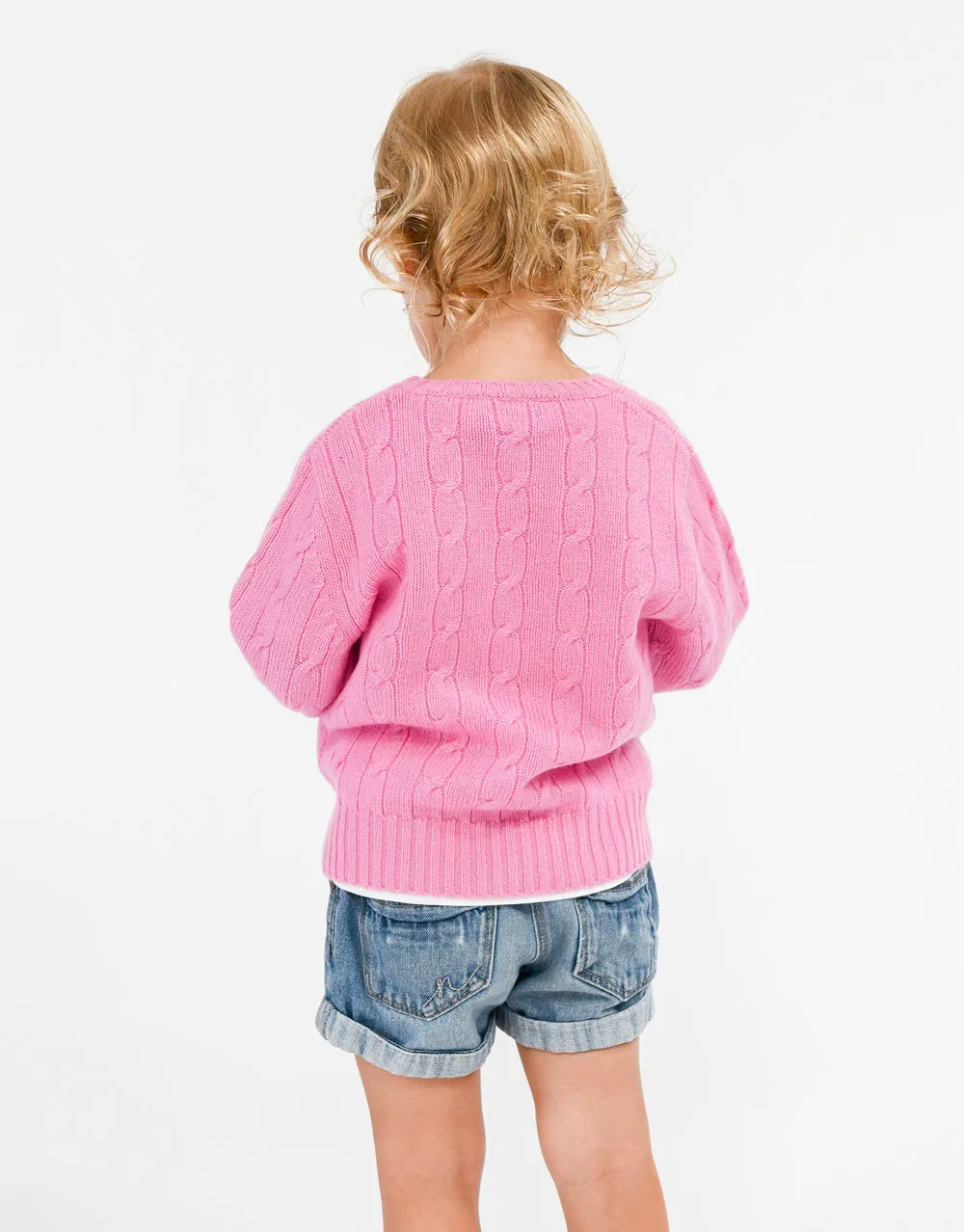 Kids Cable Pullover in Azalee