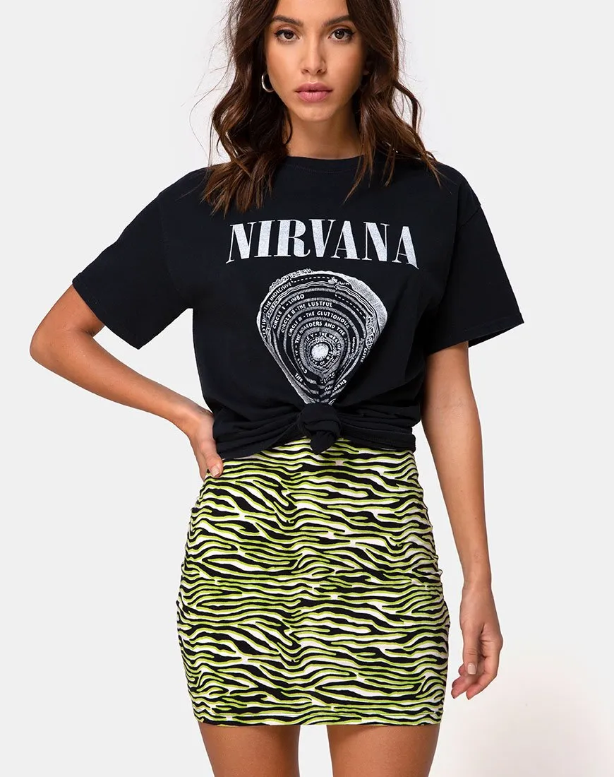 Kimmy Mini Skirt in Zebra Fluro Green