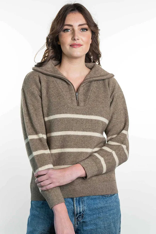 Koru Striped Zip Jumper