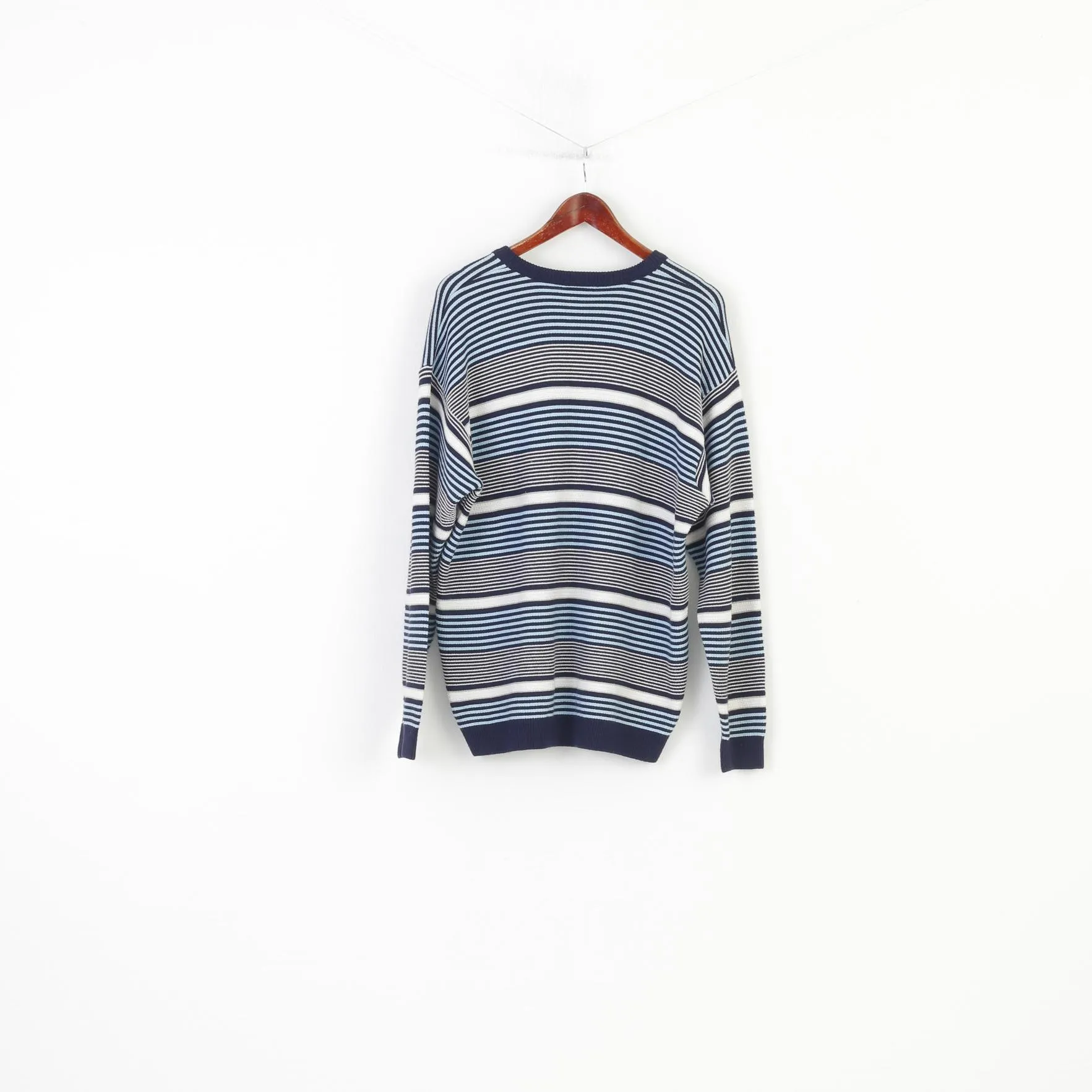 Lacoste Men 6 L Jumper Blue Striped Cotton Classic Crew Neck Logo Stretch Sweater