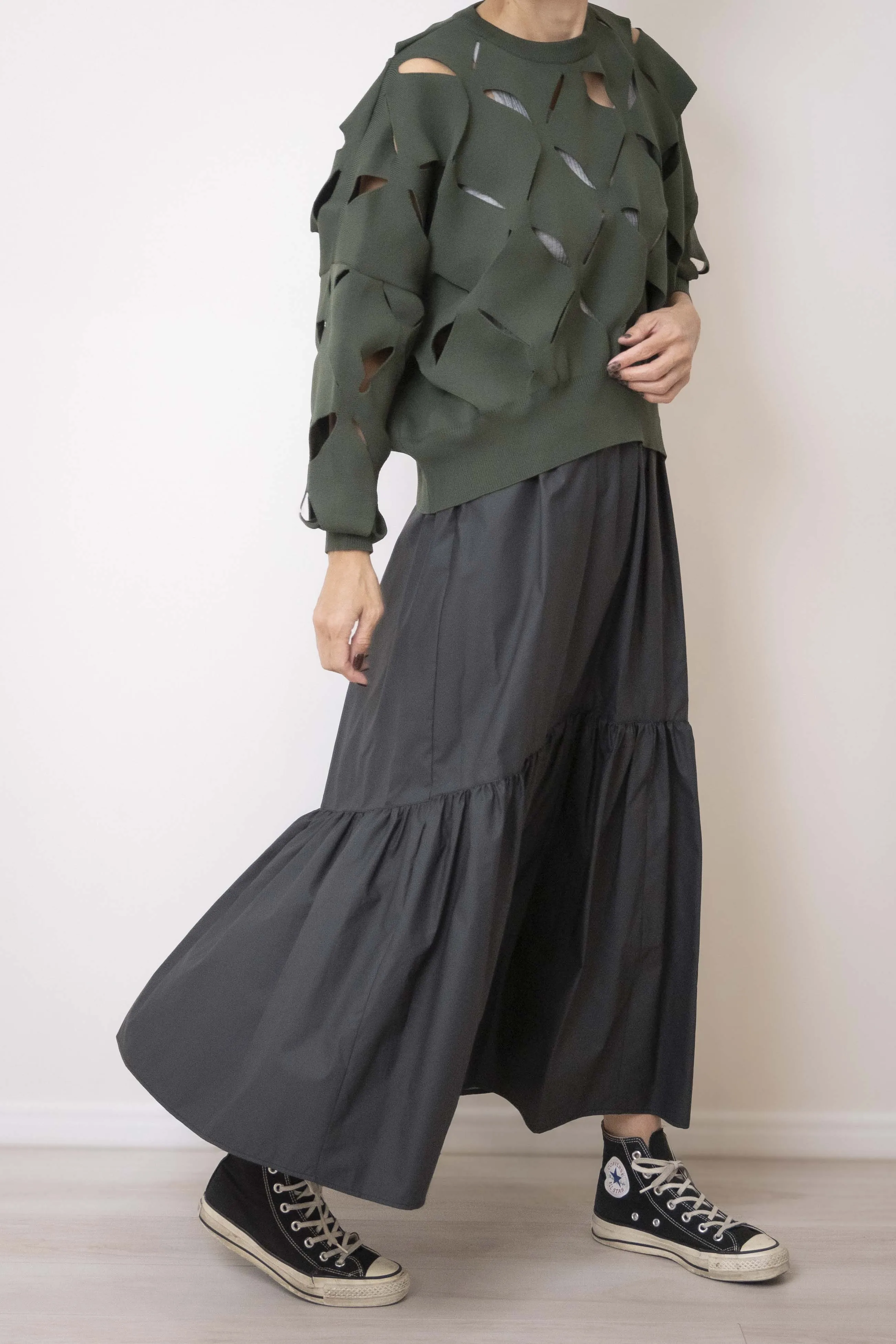 Leather-like Tiered Skirt