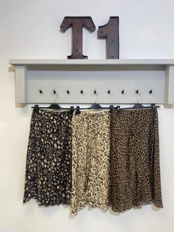 Leopard Satin Skirt