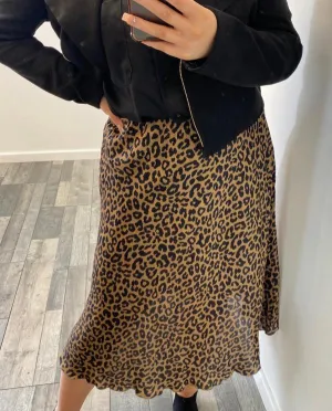 Leopard Satin Skirt