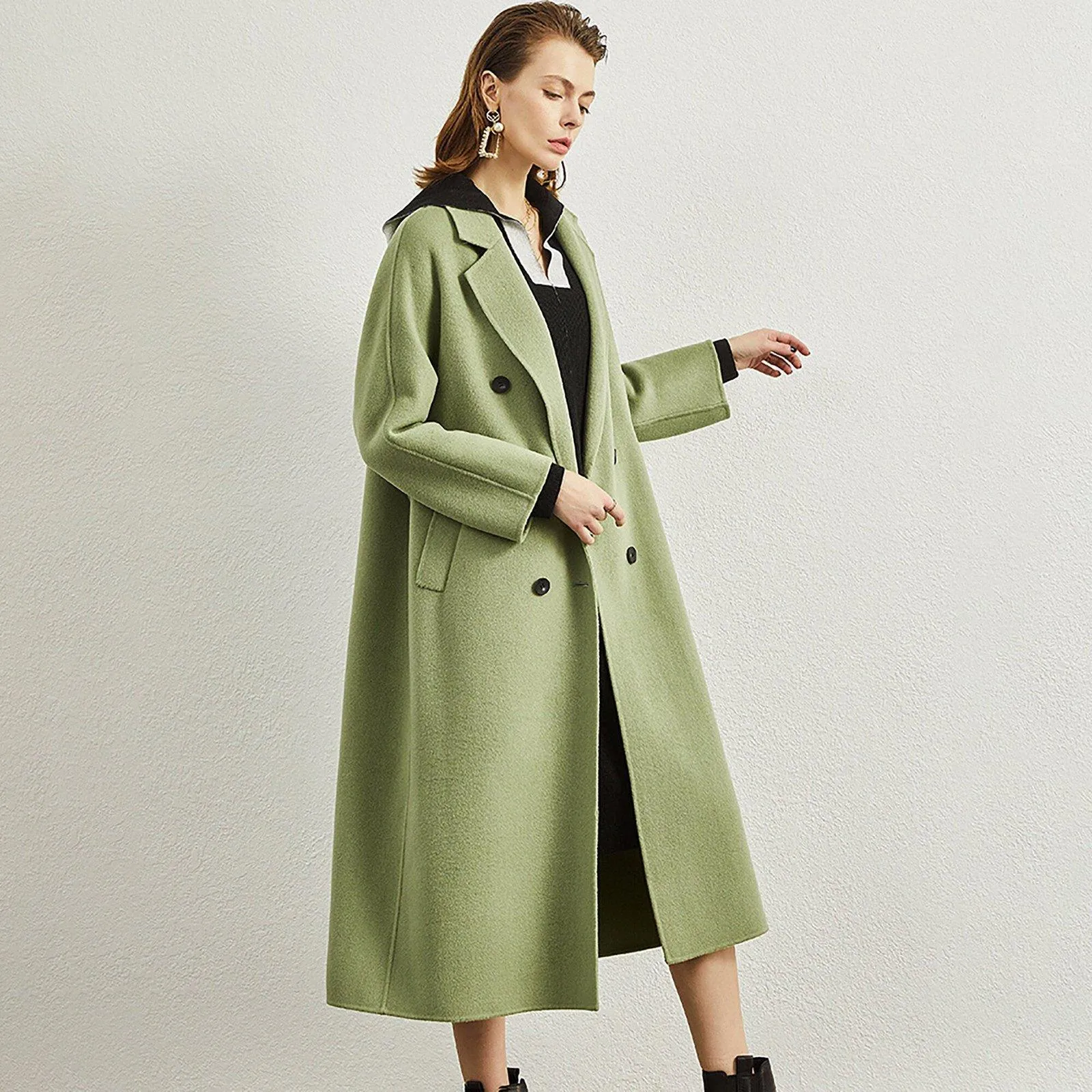 Light Green 100% Wool Coat