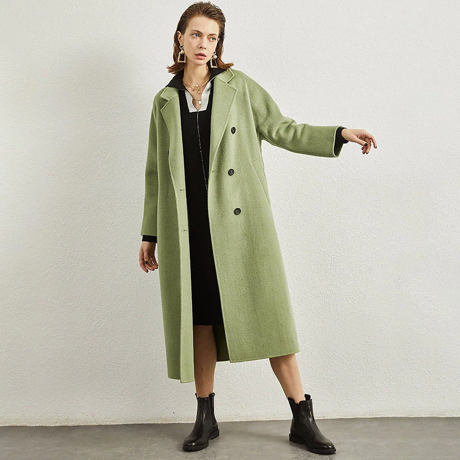 Light Green 100% Wool Coat