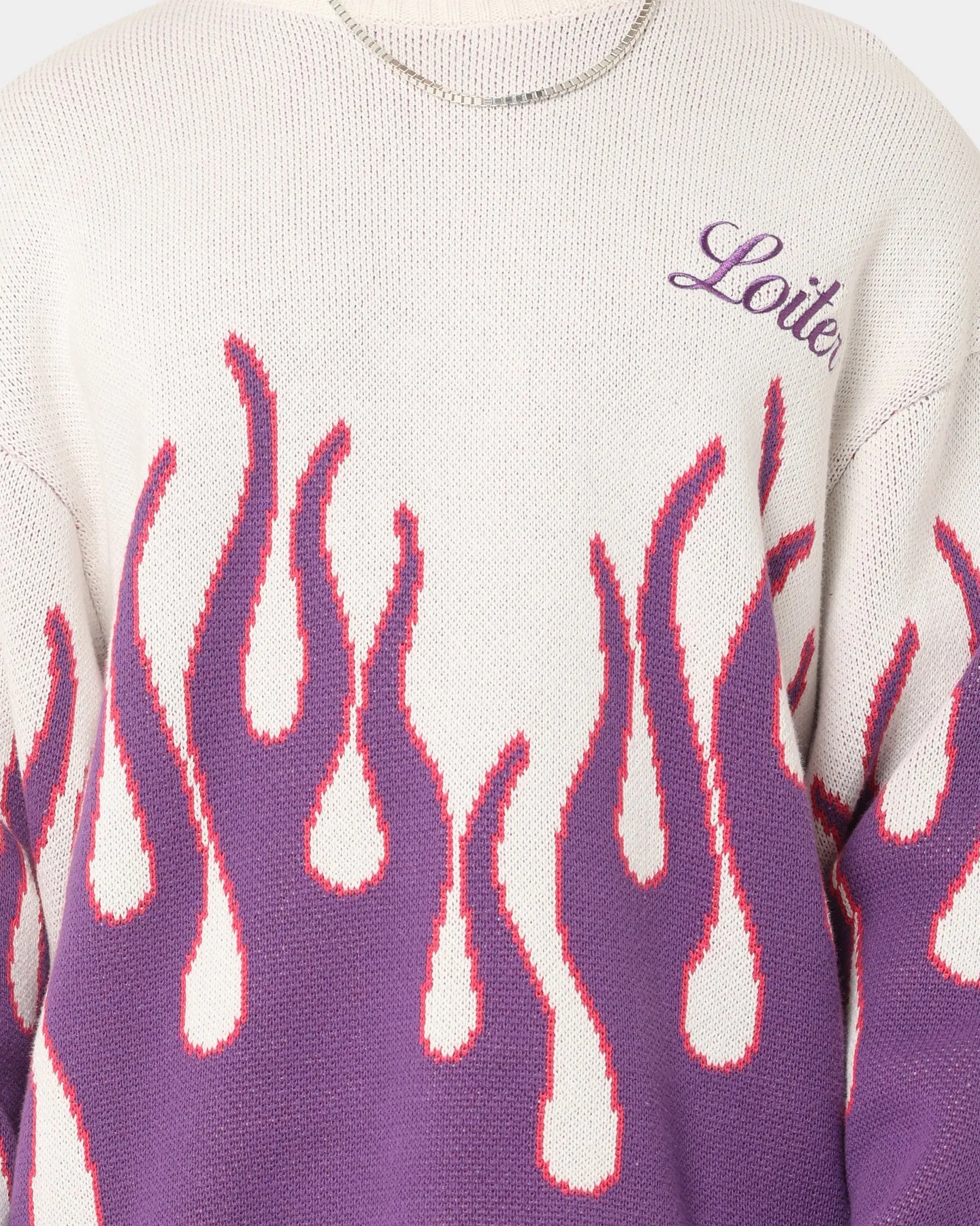 Loiter Inferno Knit Sweater White/Purple