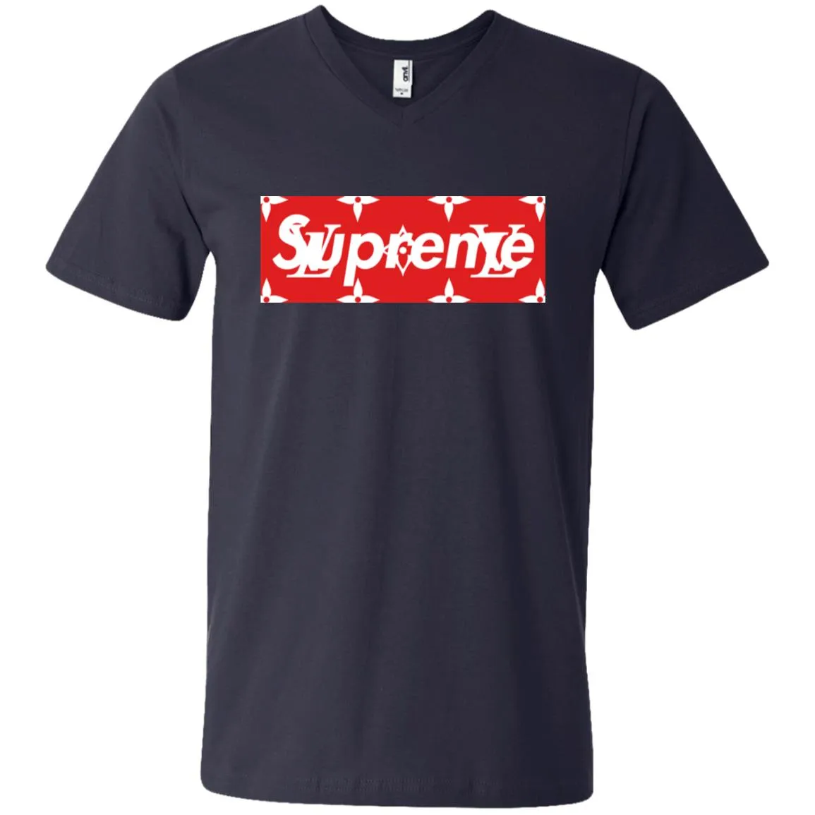 Louis Vuitton Box Supreme T-shirt Men V-Neck T-Shirt