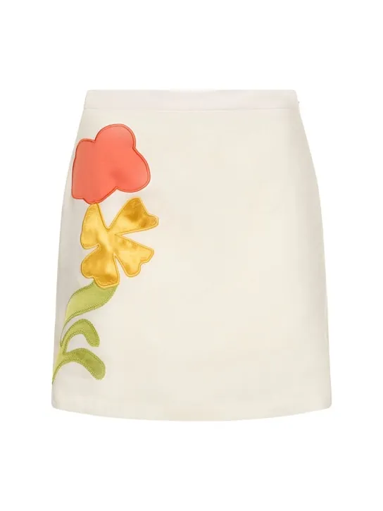 Marni   Embroidered linen blend mini skirt 